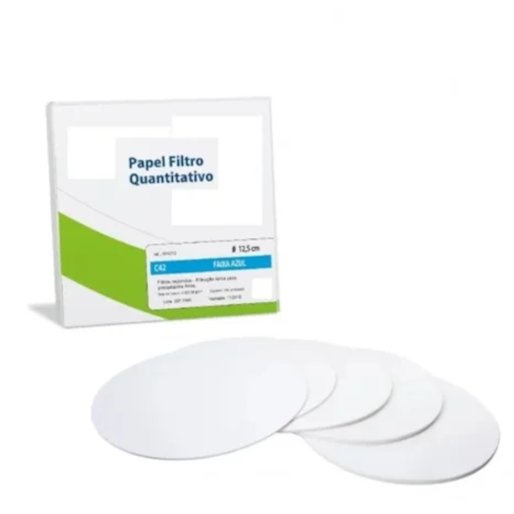 Papel Filtro Quantitativo 90 mm – Faixa Preta, Branca ou Azul (100 unid.)