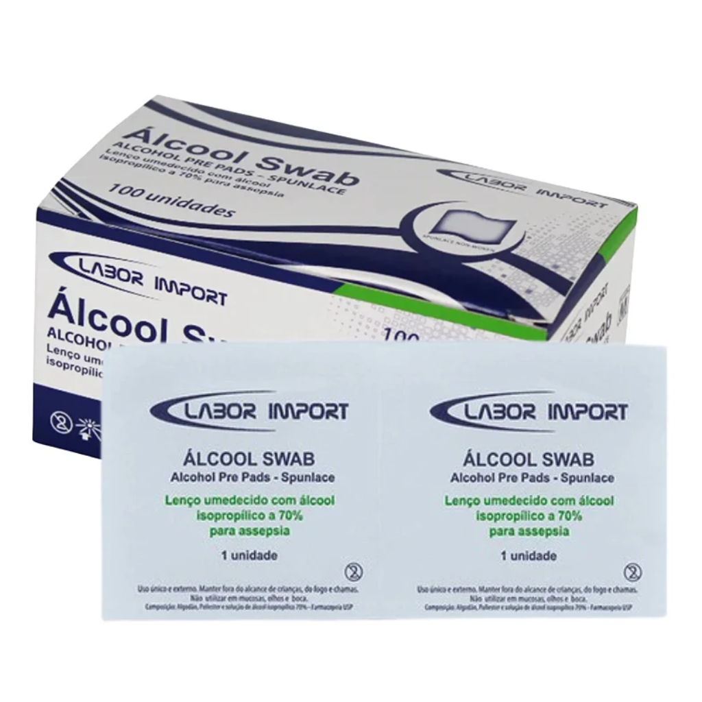 Álcool Swab – Sachê com 100 Unidades (PH) | Lenço com Isopropílico 70%