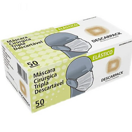 Máscara Cirúrgica Tripla com Elástico – Caixa com 50 Unidades