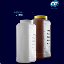 Coletor de Urina 24h 2L Translúcido c/ Tampa Branca – Caixa c/40