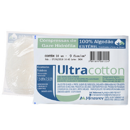 Compressas de Gaze Estéril 7,5 × 7,5 cm – Ultracotton (10 un)