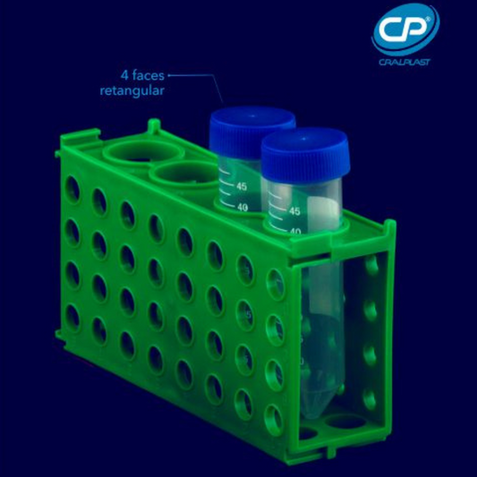 Estante Retangular 4 Faces p/ Tubos – Verde, Autoclavável