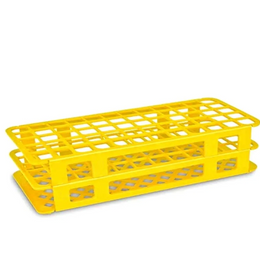 Estante p/ Tubos de Ensaio 16 mm – 60 Furos, Amarela/Branca