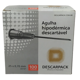 Agulha Hipodérmica 25 x 0,7 mm – Caixa com 100 unidades