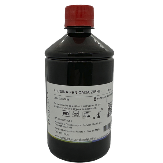 Fucsina Fenicada para Coloração de Ziehl 500 mL – Corante Microbiológico