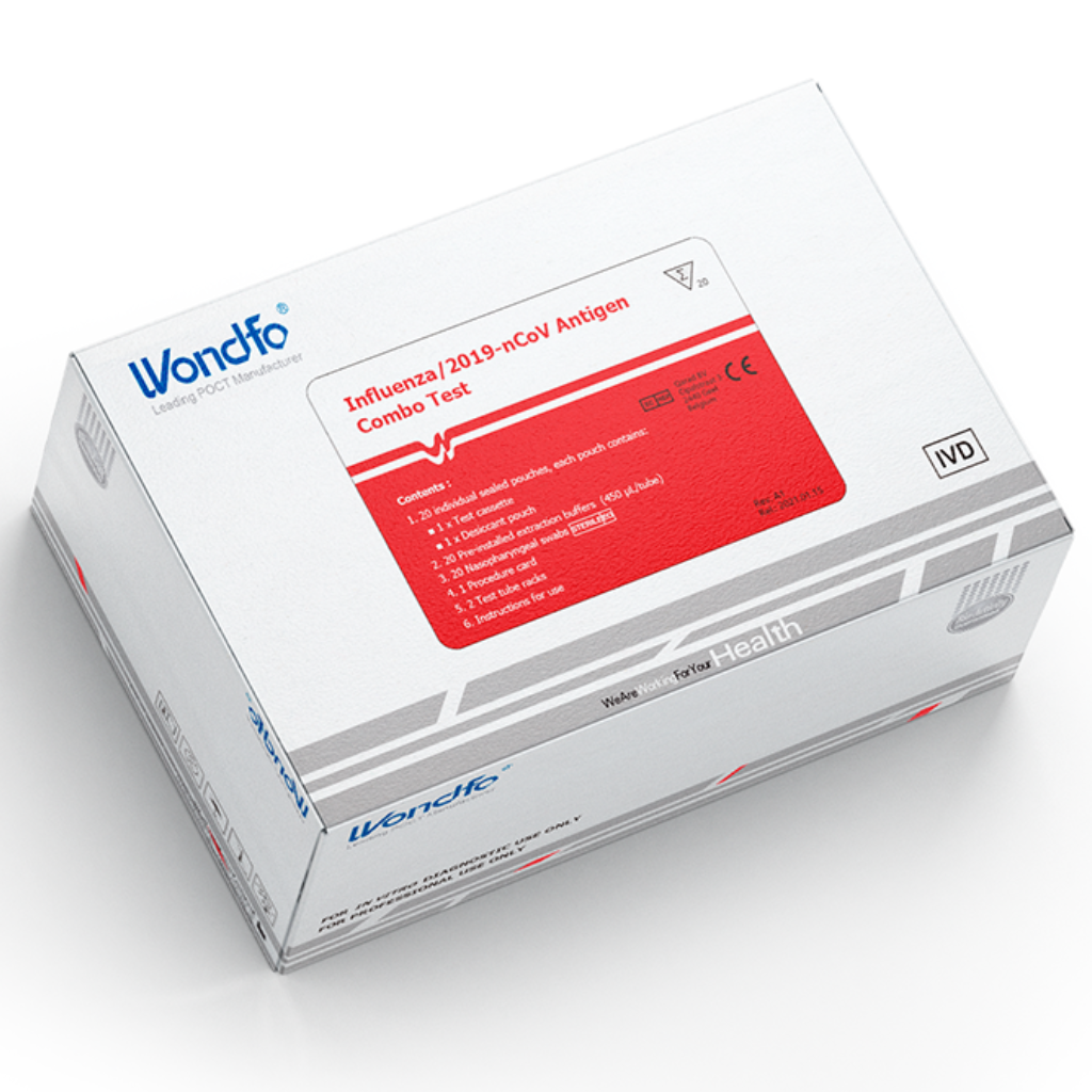 Teste Rápido Influenza A/B + SARS-CoV-2 Antígeno – Combo c/20