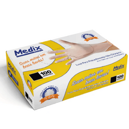 Luva de Vinil Sem Pó – Uso Geral (M, c/100)