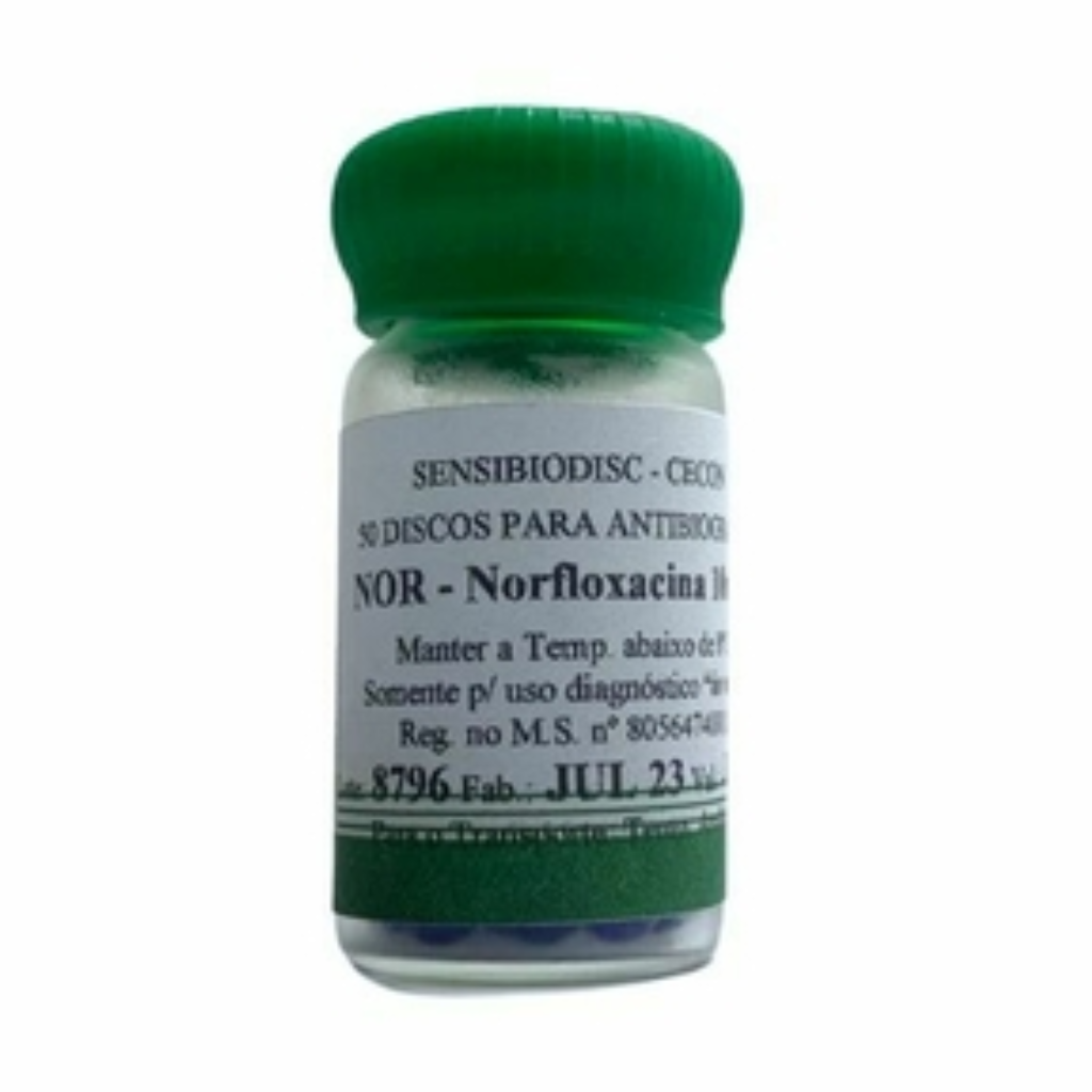 Discos de Norfloxacina 10 µg – Antibiograma (50 Unidades)