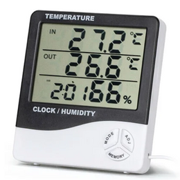 Termo-Higrômetro Digital c/ Sensor Externo e Relógio HTC-2