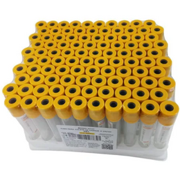 Tubo a Vácuo com Gel e Ativador de Coágulo 8 mL – Vidro, Tampa Amarela, Caixa com 100 Unidades