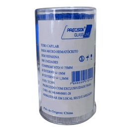 Tubo Capilar para Micro-hematócrito sem Heparina – 75 mm, Frasco com 500 Unidades