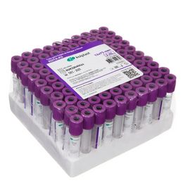 Tubo a Vácuo EDTA K3 2 mL – 13×75 mm, Caixa com 100 Unidades