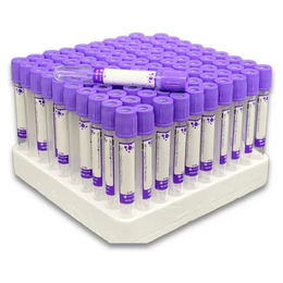 Tubo a Vácuo EDTA K2 4 mL – Plástico 13×75 mm, Rack com 100 Unidades