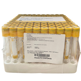 Tubo a Vácuo com Gel + Ativador de Coágulo 5 mL – Vidro 13×100 mm, Caixa com 100 Unidades