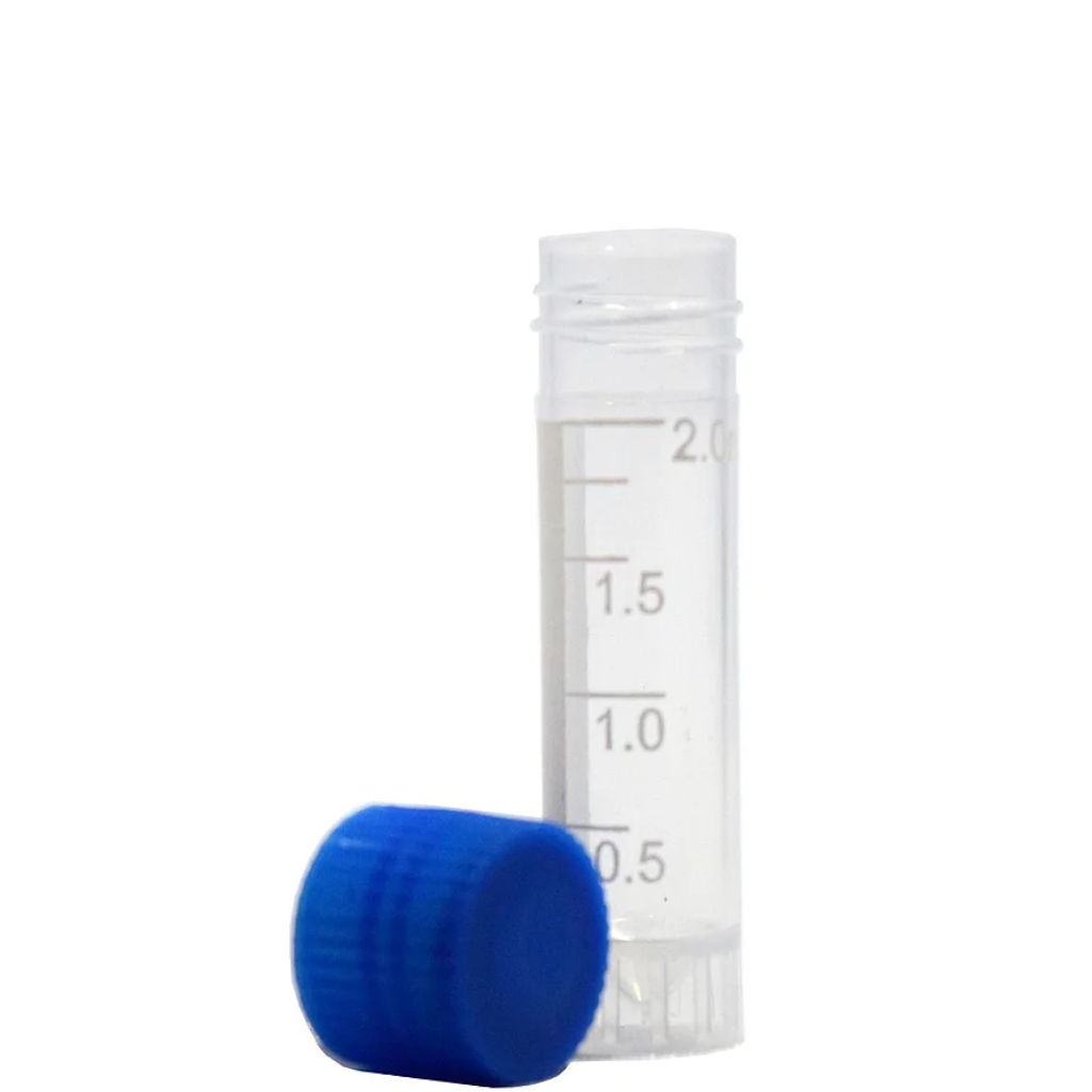 Tubo para Congelamento 2 mL – 12×45 mm, Rosca Externa, Graduado, Pacote com 500 Unidades