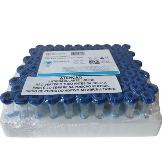 Microtubo a Vácuo Citrato 0,5mL Tampa Azul – Rack c/100