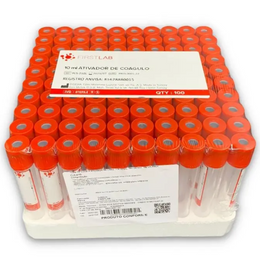 Tubo a Vácuo p/ Soro c/ Ativador de Coágulo – 10 mL, 16×100 mm, Vidro (Cx c/ 100)