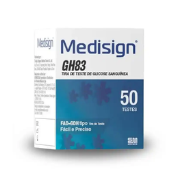 TIRAS DE GLICOSE SANGUÍNEA MEDISIGN® GH83 – CAIXA COM 50 UNIDADES
