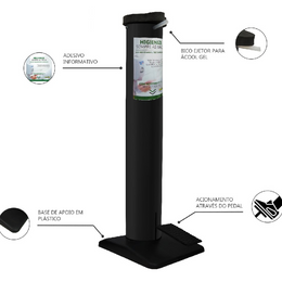 Totem Pedestal Dispenser com Pedal para Álcool em Gel