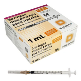 Seringa para Insulina 1 mL com Agulha 13 x 0,45 mm – Caixa com 100 Unidades