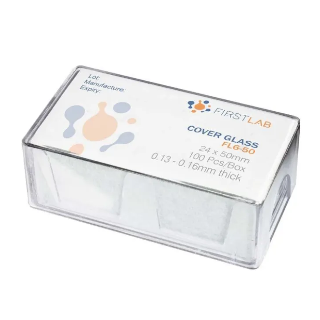 Lamínula de Vidro 24 x 50 mm FirstLab – Caixa com 100 Unidades (FL6-50)