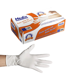 Luva de Látex com Pó – Tamanho M | Caixa com 100 Unidades