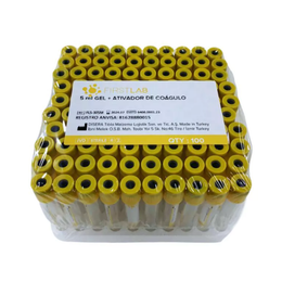 Tubo a Vácuo Plástico com Gel Separador + Ativador de Coágulo 5 mL (13 x 100 mm) | 100 un (Rack) | Diagnóstico In Vitro