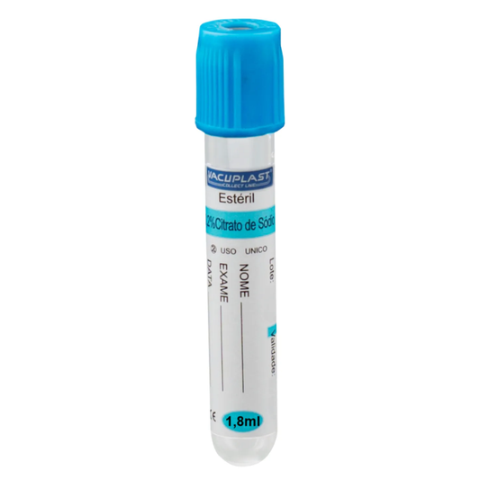 Tubo a Vácuo Citrato 1,8 mL (Plástico) – GT Group | Caixa com 100 Unidades