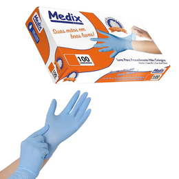 Luva Nitrílica Azul sem Pó – Tamanho P | Caixa com 100 Unidades