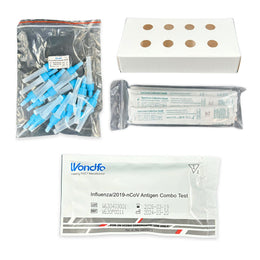 Teste Rápido Combo Influenza A/B + COVID-19 Antígeno – Kit com 20 Testes