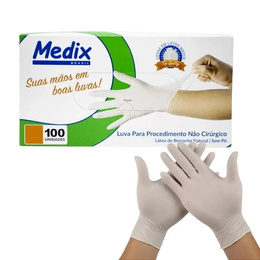 Luva Látex Sem Pó M – Caixa com 100 Unidades